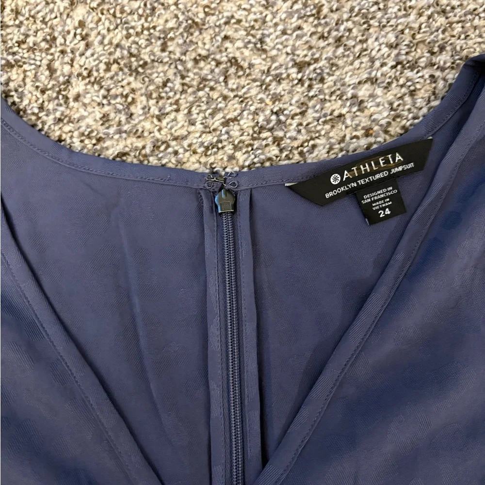 Athleta NWT Brooklyn Textured Jumpsuit Plus Size 24 Sleeveless Navy Blue Leopard - Picture 5 of 12